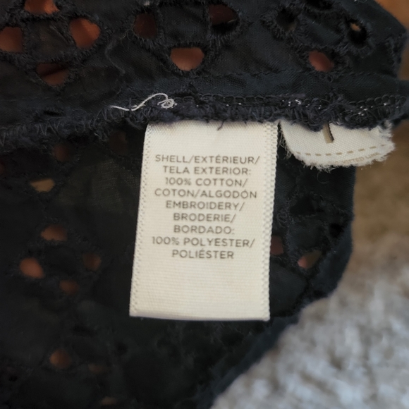 LOFT Navy Blue Large Petite Mesh-like top - Picture 5 of 5